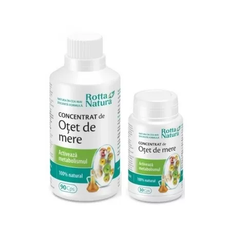 Concentrat de otet de mere, Rotta Natura, PACHET 90 capsule + 30 capsule