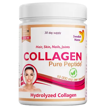 Colagen Hidrolizat Pulbere 10.000 mg tip 1 si 3 Pure Peptide, Swedish Nutra, 300g