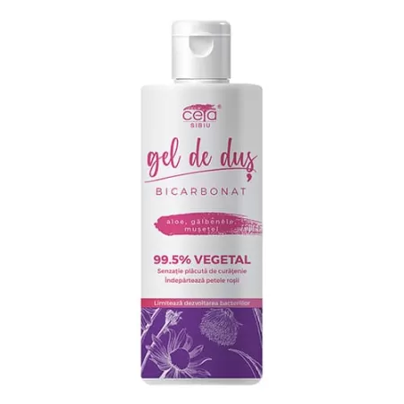 Gel de dus 99.5% vegetal cu Bicarbonat, Aloe, Galbenele, Musetel, Ceta Sibiu, 200 ml