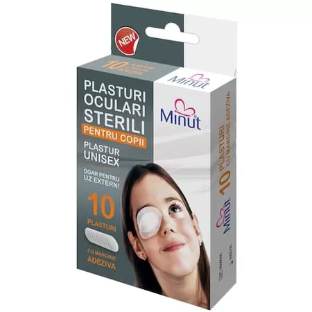 Plasturi oculari pentru copii sterili, 10 buc, Minut