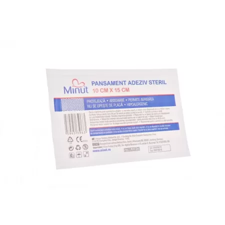 Pansament adeziv steril, Minut Pore, 10 x 15 cm