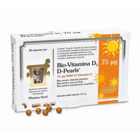 Bio Vitamina D3 Pearls (75 mcg), 80 cps, Pharma Nord