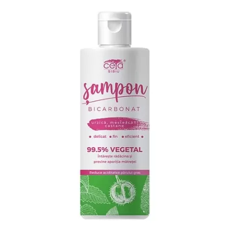 Sampon 99.5% vegetal cu Bicarbonat, Urzica, Mesteacan si Castane, Ceta Sibiu, 200 ml