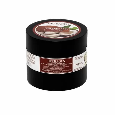 Unt de cocos organic pentru corp, 150 ml, Herbagen
