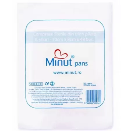 Comprese sterile pliate 10cm x 8cm, Minut - 25 buc