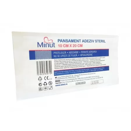 Pansament adeziv steril, Minut Pore, 10 x 20 cm