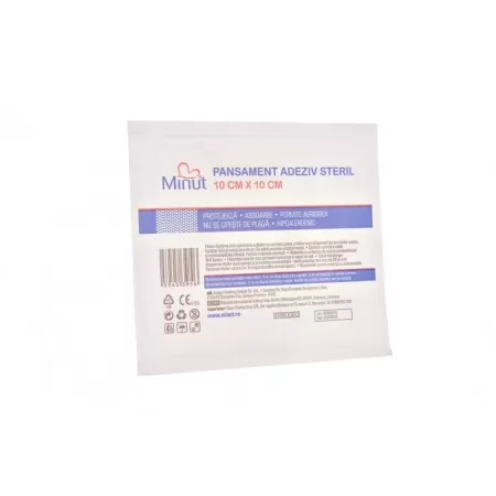 Pansament adeziv steril, Minut Pore, 10 x 10 cm
