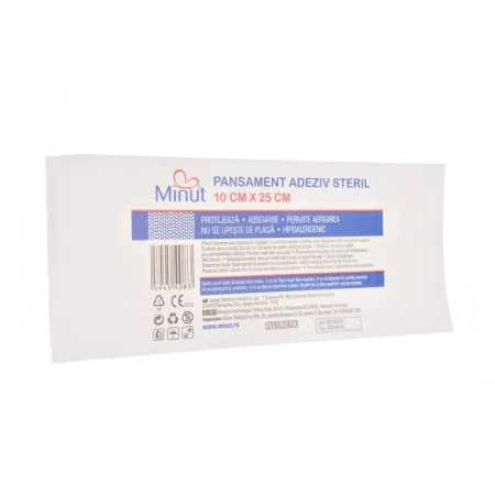 Pansament adeziv steril, Minut Pore, 10 x 25 cm