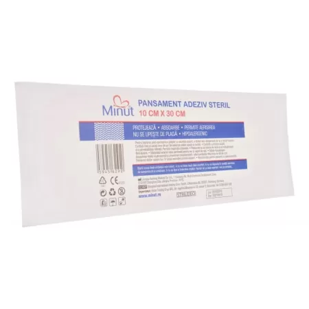 Pansament adeziv steril, Minut Pore, 10 x 30 cm